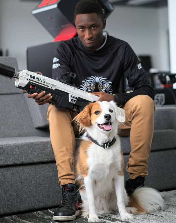 Marques Brownlee with his dog