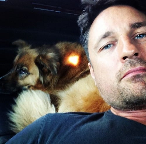 Martin Henderson with his pet dog