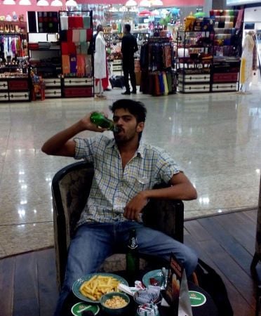 Masoom Sharma drinking beer