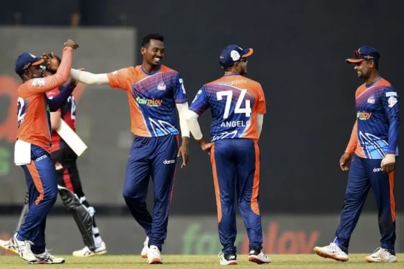Matheesha Pathirana representing Kandy Falcons during a cricket match