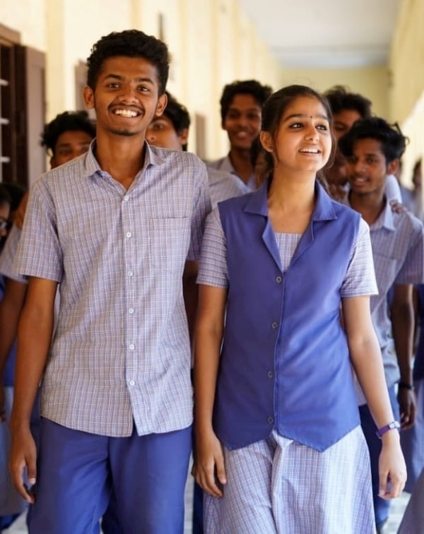 Mathew Thomas with Anaswara Rajan (right) during the shoot of Thanneer Mathan Dinangal