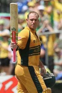 Matthew Hayden with Pink Grip Bat