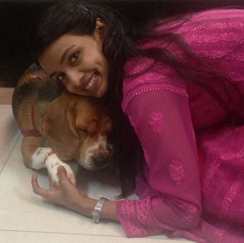 Mayuri Deshmukh with her Pet Dog