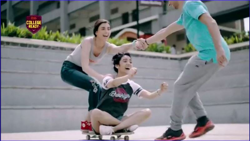 Medha Shankar (sitting on a skateboard) in a TV advertisement for Big Bazaar (2018)