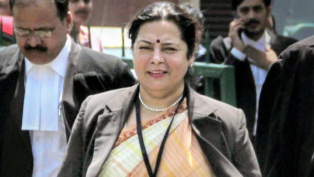 Meenakshi Lekhi outside the Supreme court