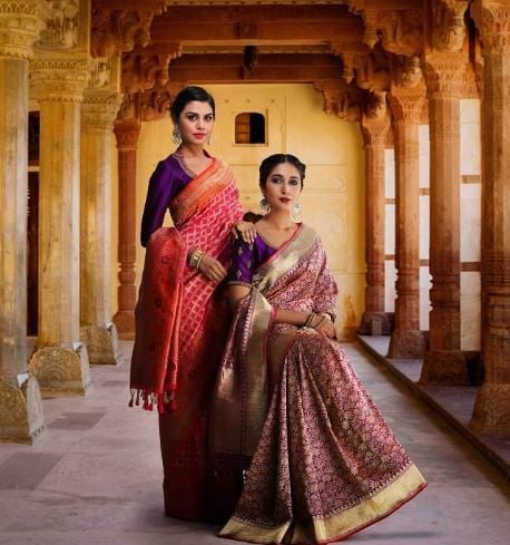 Meenal Sahu during a traditional shoot for Vaama