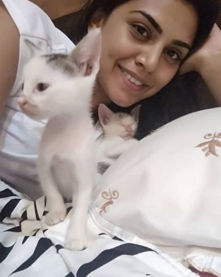 Meenal sahu with her pet cat Coco