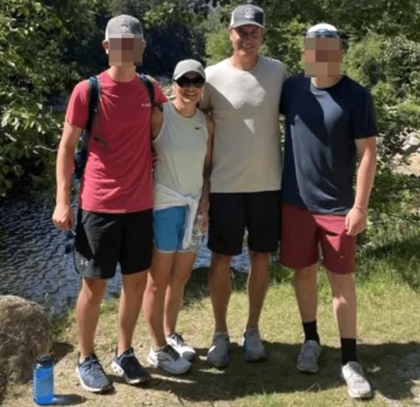 Megan Kerrigan (second from left) with Andy Byron and her sons