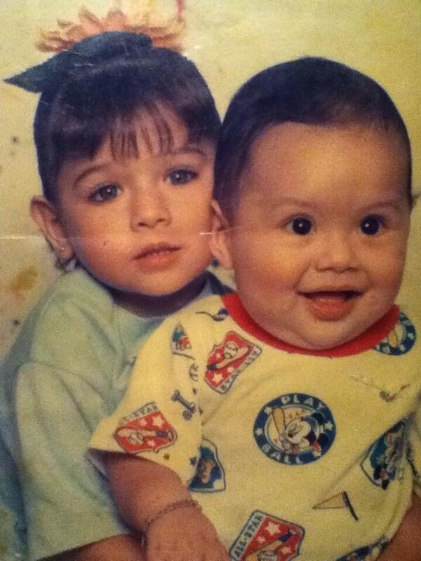 Megan Salinas (back) in her childhood