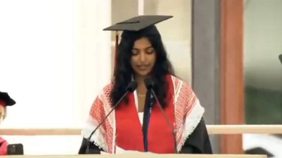 Megha Vemuri giving speech at the Massachusetts Institute of Technology (MIT)