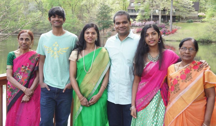 Megha Vemuri (second from right) with her family