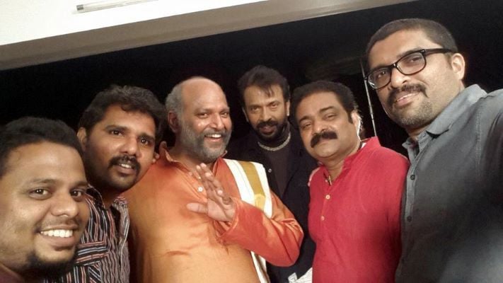 Meghanathan (third from left) with the cast and crew of the television series Sthreethwam