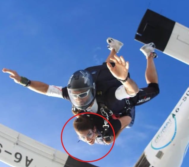 Meghna Lakhani while enjoying skydiving