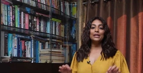 Meghna Naidu with her books collection