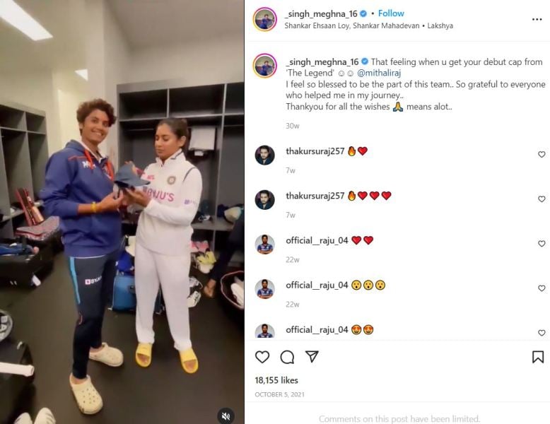 Meghna Singh received her debut cap from Mithali Raj
