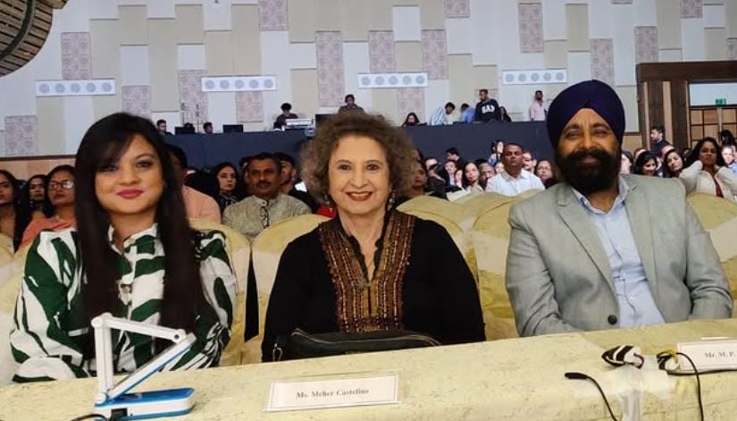 Meher Castelino (middle) as a judge in an award show