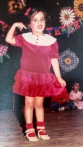 Meher Mistry while performing for the first time in her school