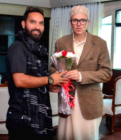 Mehraj Malik with Jammu &amp;amp; Kashmir Chief Minister Omar Abdullah