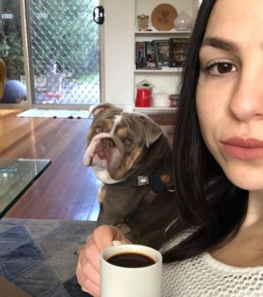 Melissa Tracina with her pet dog