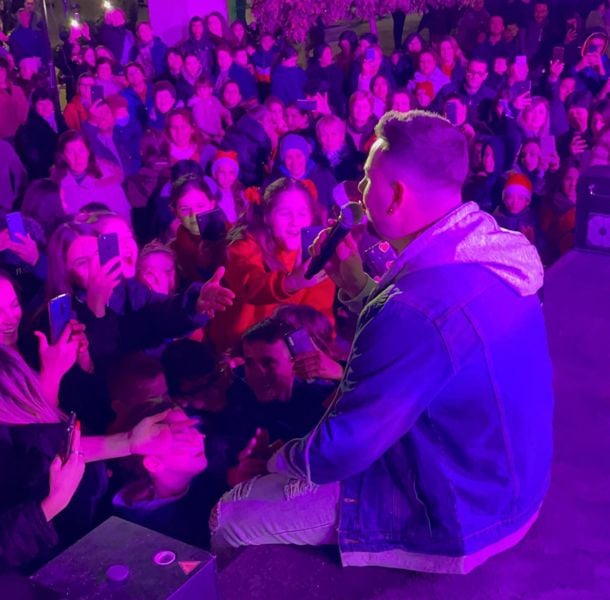 Mevlan Shaba performing during one of his live shows in Albania