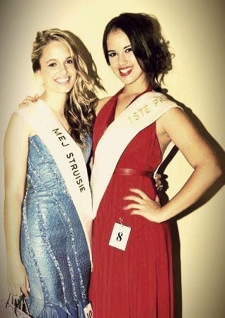 Mia le Roux (left) after winning the title of Miss Struisie