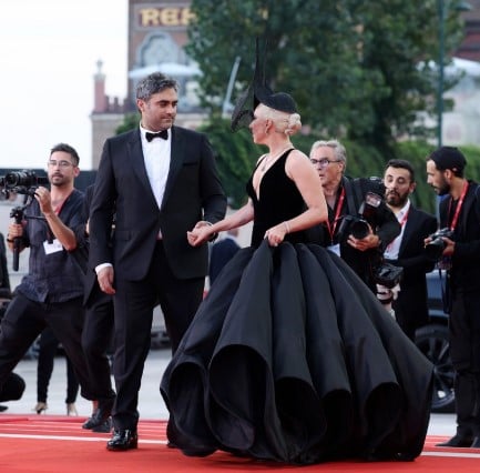 Michael Polansky with Lady Gaga posing at the red carpet