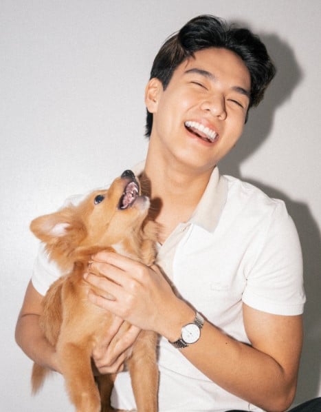 Michael Sager with his pet dog