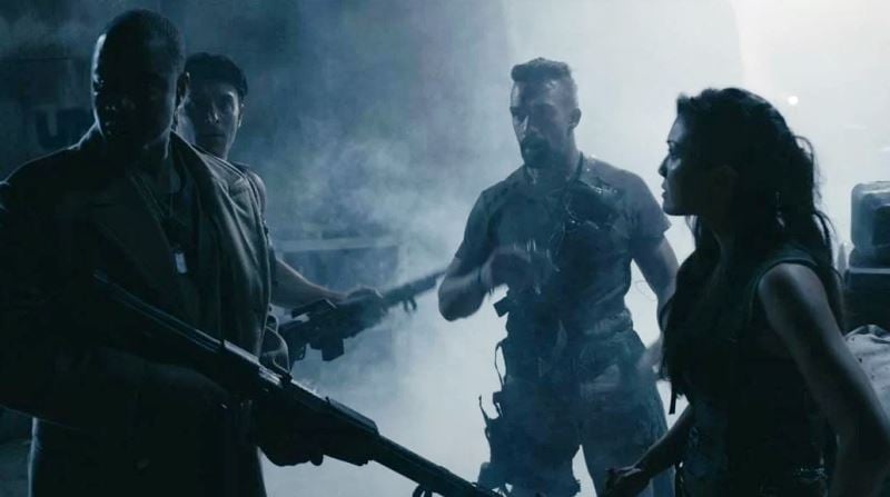 Michelle Lee as Gas, alongside Michael Jai White, in Métal Hurlant Chronicles in in an episode titled The Endomorphe of the anthology series Métal Hurlant Chronicles (2014)