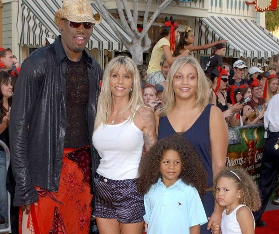 Michelle Moyer Dennis Rodman (middle) at the world premiere of Pirates of the Caribbean 2 Dead Man