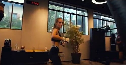 Migena Shpendi at a gym