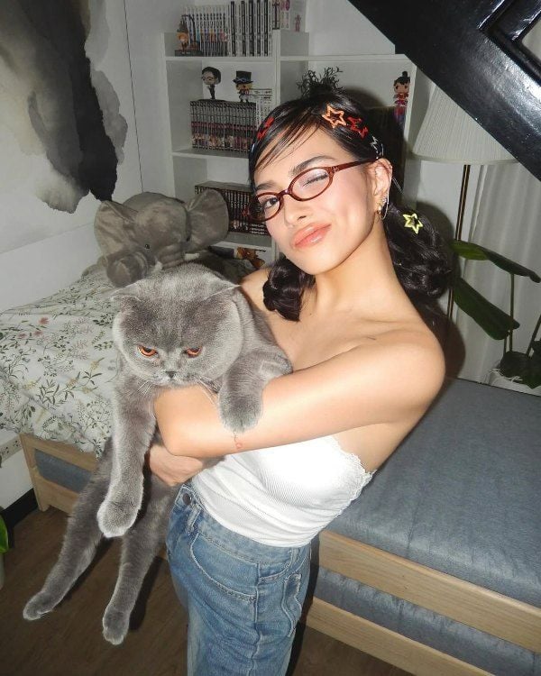 Mika Salamanca with her pet cat, Miwo