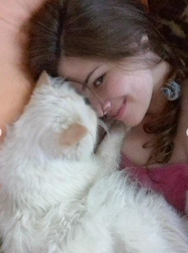 Milena Alexandra with her pet cat