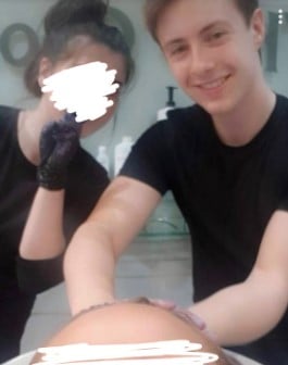 Miles Routledge while working as a hairdresser