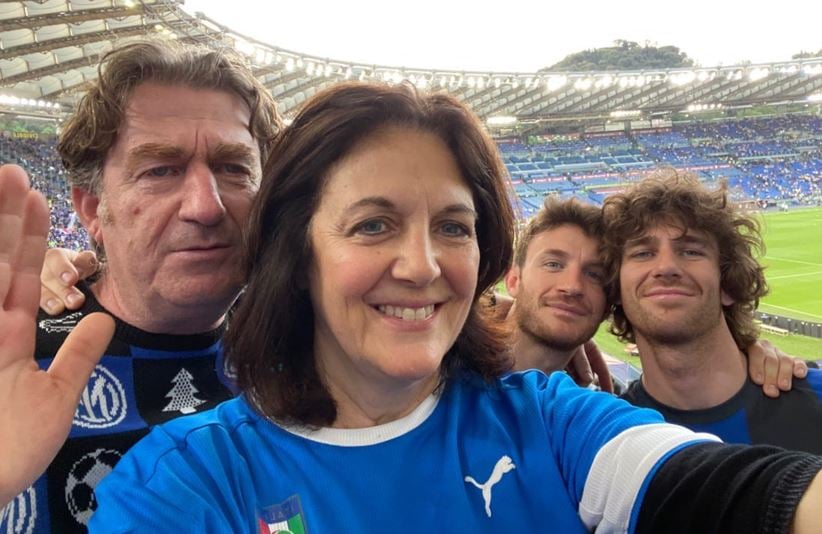 Mileto brothers with their parents during a soccer match of Inter Milan