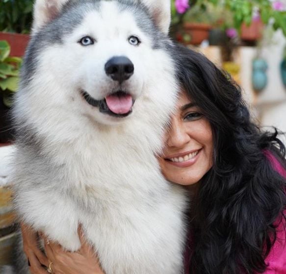 Mini Mathur with her Husky