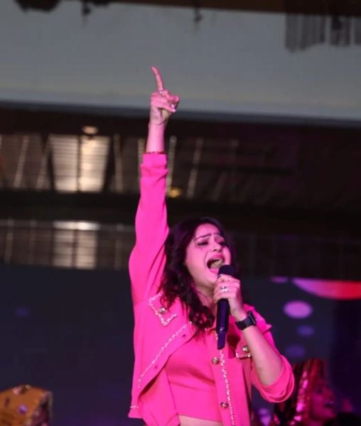 Miss Princy during a live show in Haryana