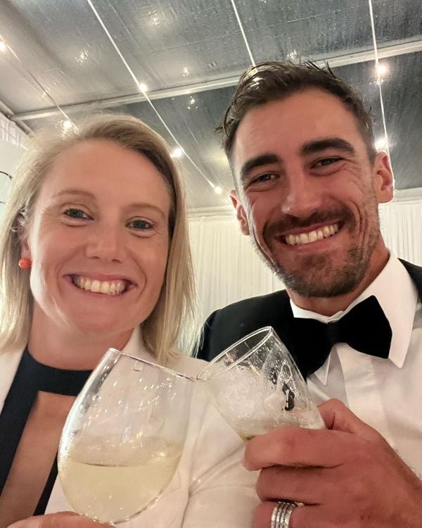 Mitchell Starc enjoying wine with his wife, Alyssa Healy