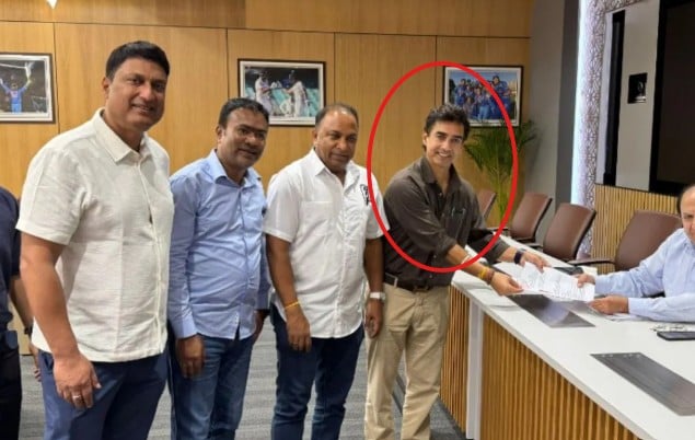 Mithun Manhas while filing nomination for the position of BCCI
