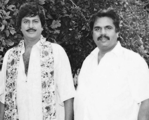 Mohan Babu (left) with Dasari Narayana Rao