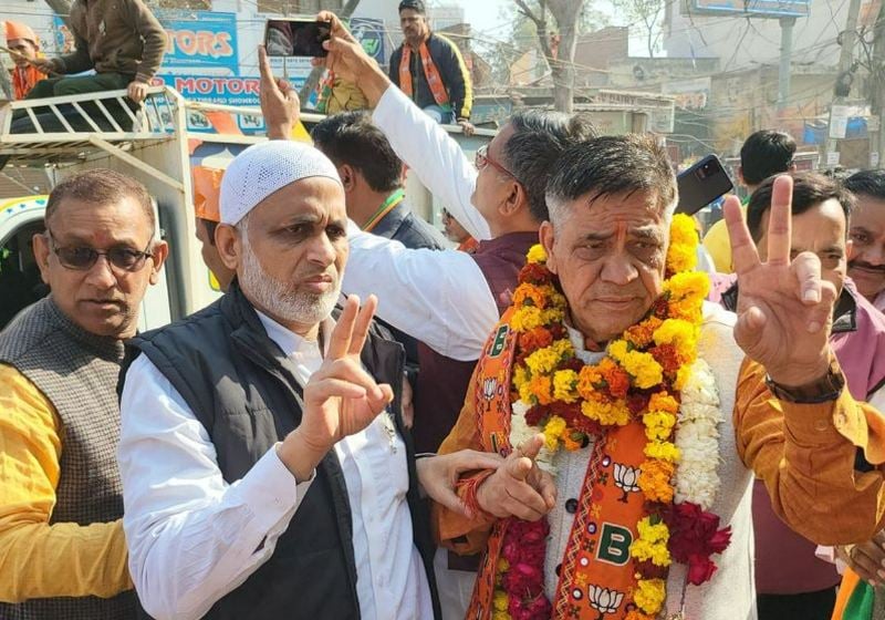 Mohan Singh Bisht while campaigning for Delhi polls