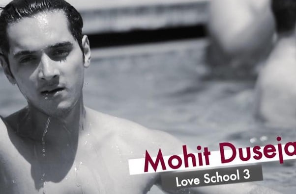 Mohit Duseja on the poster of the reality show Love School
