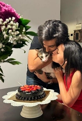 Mohit Sehgal with his pet cat