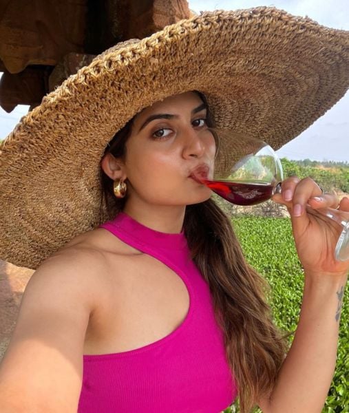 Moksha Kushal drinking wine