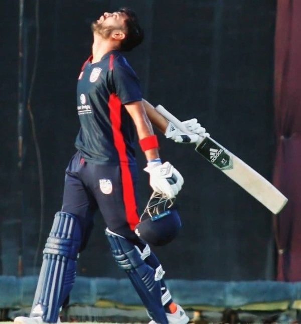 Monank Patel after scoring his first ODI century