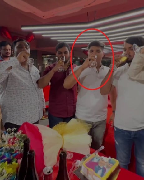 Mridul Tiwari while enjoying an alcoholic beverage