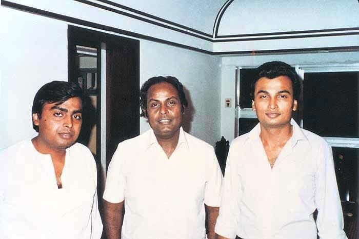 Mukesh Ambani with his father and brother while establishing a plant in Gujarat
