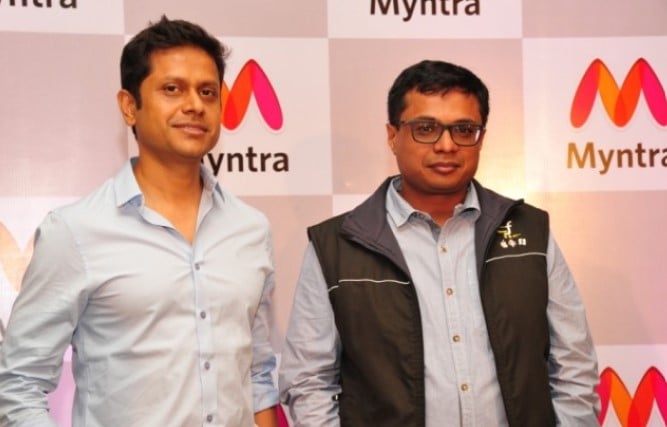 Mukesh Bansal posing with Sachin Bansal, the founder of Flipkart