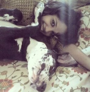 Mumtaz Sorcar with her pet dog