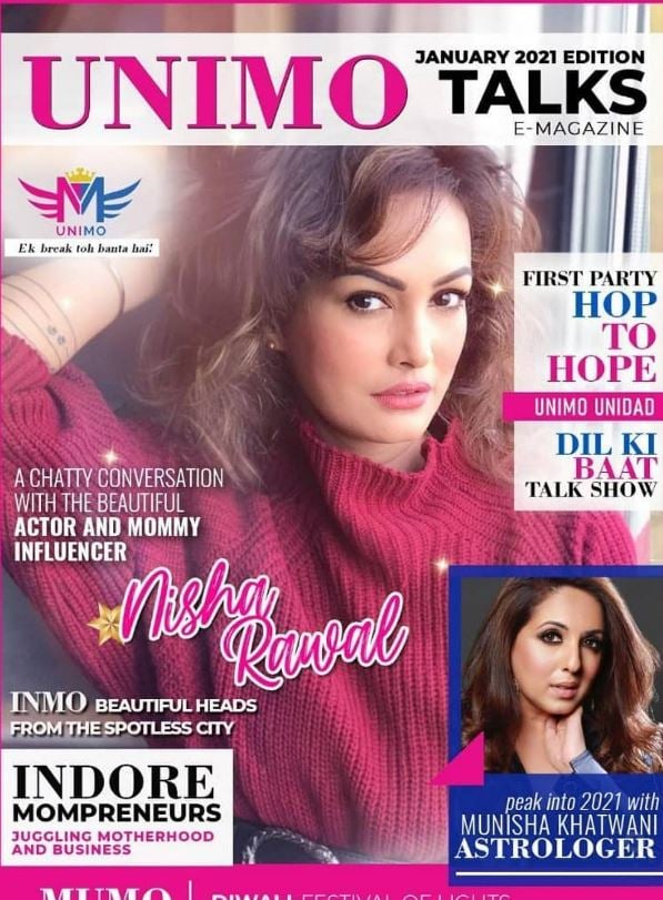 Munisha Khatwani on the cover of Unimo Talks e-magazine