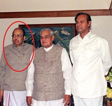 Murasoli Maran posing with Atal Bihari Vajpayee